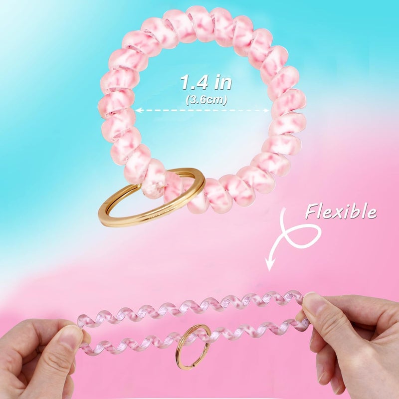 BIHRTC 6pcs Spring Flexible Spiral Wrist Coil Wrist Key Holder Plastic Stretchable Wristband Wristlet Keychain Wrist Band Key Ring Key Chain for Sauna Gym Pool ID Badge and Outdoor Sports - Image 2